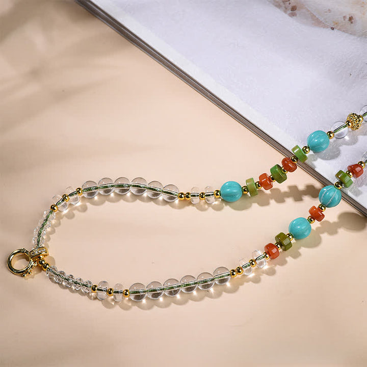 Buddha Stones Collier en calebasse à perles rondes de quartz clair, fabriqué à la main, aux vertus curatives et multi-usages. - image 3