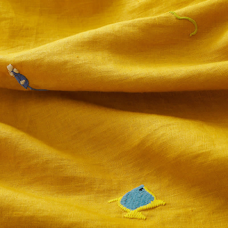 Buddha Stones T-shirts à manches courtes pour femmes, style été décontracté, avec broderie à motif de poisson - image 7