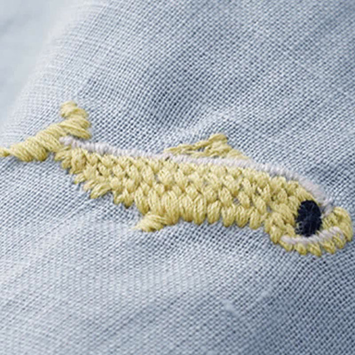 Buddha Stones T-shirts à manches courtes pour femmes, style été décontracté, avec broderie à motif de poisson - image 14