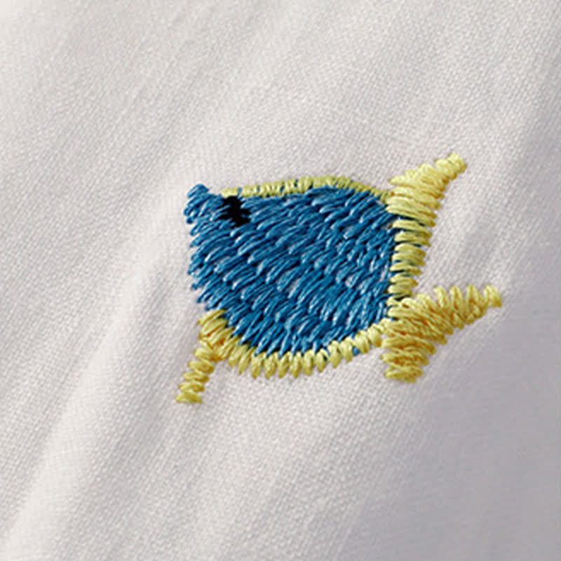 Buddha Stones T-shirts à manches courtes pour femmes, style été décontracté, avec broderie à motif de poisson - image 26
