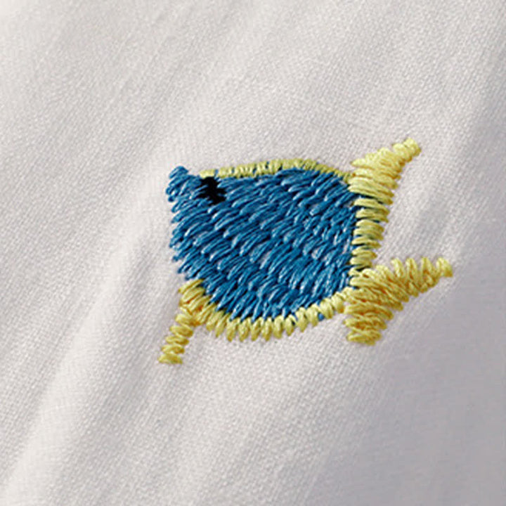 Buddha Stones T-shirts à manches courtes pour femmes, style été décontracté, avec broderie à motif de poisson - image 26