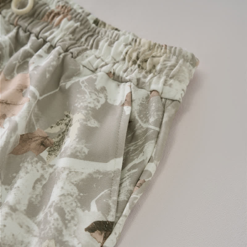 Buddha Stones Short d'été décontracté pour femme avec cordon de serrage, motif feuille d'érable abstraite et poches - image 8