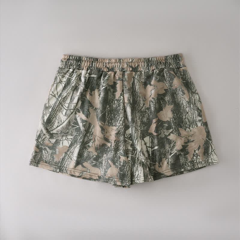 Buddha Stones Short d'été décontracté pour femme avec cordon de serrage, motif feuille d'érable abstraite et poches - image 11