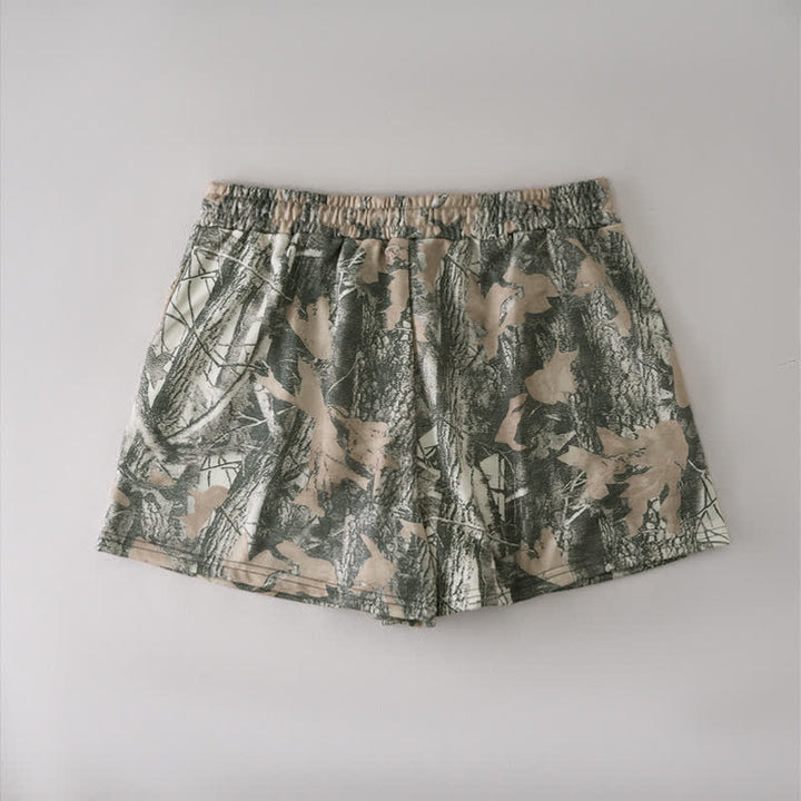 Buddha Stones Short d'été décontracté pour femme avec cordon de serrage, motif feuille d'érable abstraite et poches - image 11