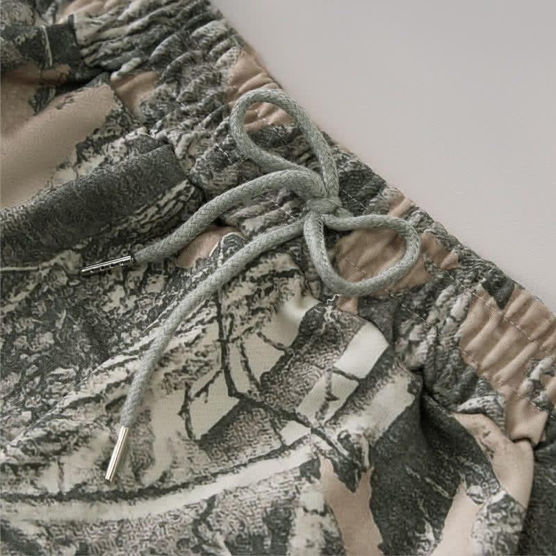 Buddha Stones Short d'été décontracté pour femme avec cordon de serrage, motif feuille d'érable abstraite et poches - image 12