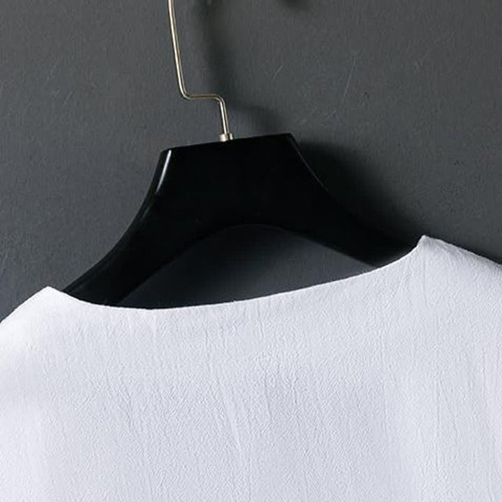 Buddha Stones Chemises à manches courtes pour hommes, style décontracté d'été, avec boutons grenouille et broderie florale - image 3