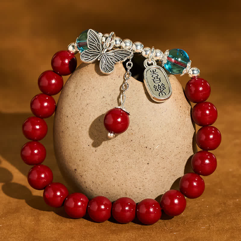 Buddha Stones Bracelet d'amour papillon en cuivre cinabre - image 1