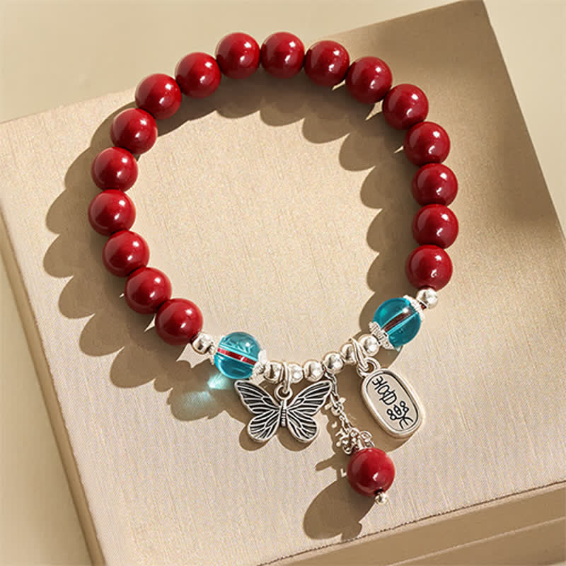 Buddha Stones Bracelet d'amour papillon en cuivre cinabre - image 2