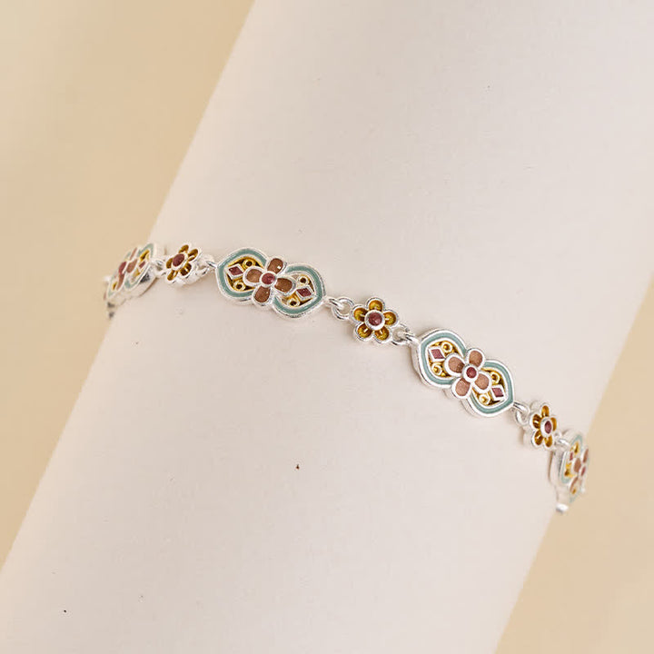 Buddha Stones Bracelet de guérison en cuivre émaillé à motif floral - image 2