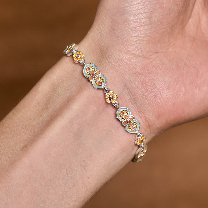 Buddha Stones Bracelet de guérison en cuivre émaillé à motif floral - image 3
