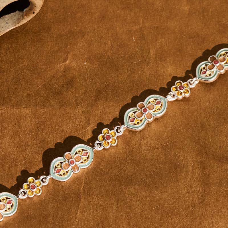 Buddha Stones Bracelet de guérison en cuivre émaillé à motif floral - image 5