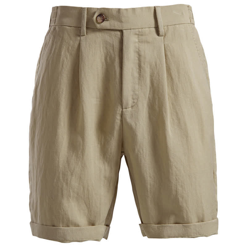 Short bermuda homme style classique décontracté d'été avec fermeture éclair et boutons, couleur unie, orné de Buddha Stones et de poches - Tanné - US/UK/AU42, EU52 (2XL) - image 0