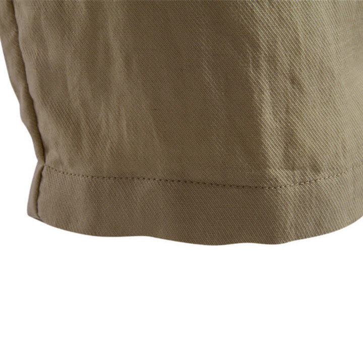 Short bermuda homme style classique décontracté d'été avec fermeture éclair et boutons, couleur unie, orné de Buddha Stones et de poches - image 11
