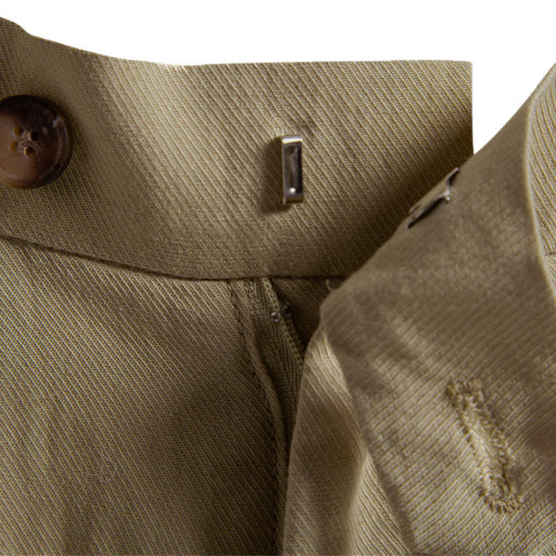 Short bermuda homme style classique décontracté d'été avec fermeture éclair et boutons, couleur unie, orné de Buddha Stones et de poches - image 3