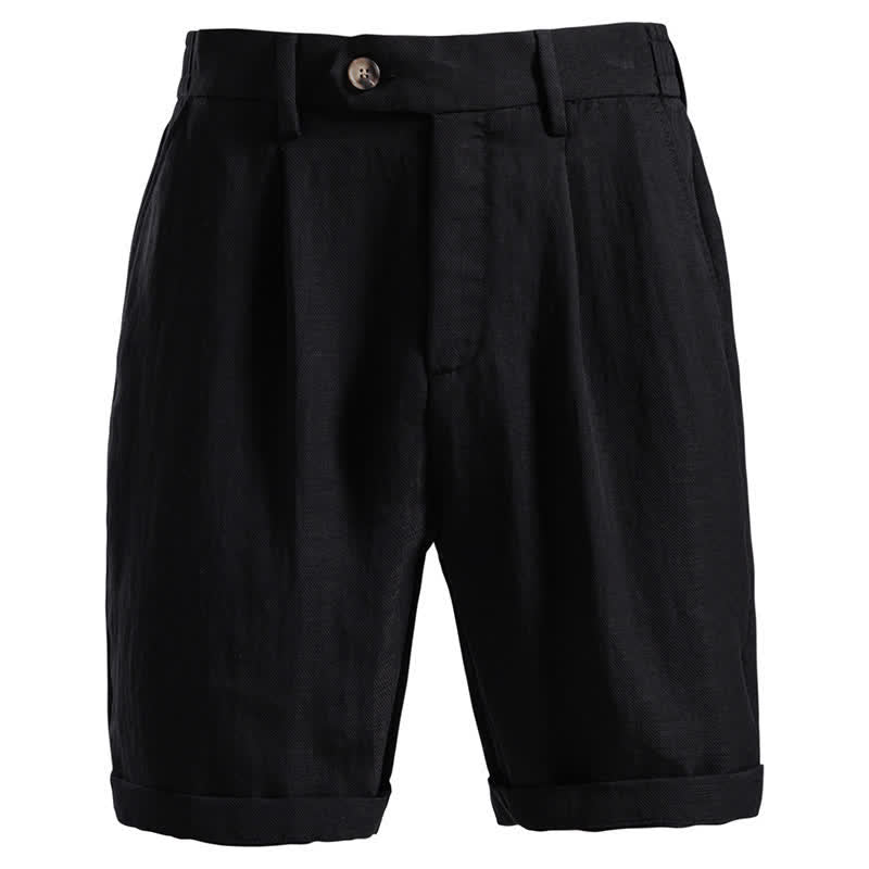 Short bermuda homme style classique décontracté d'été avec fermeture éclair et boutons, couleur unie, orné de Buddha Stones et de poches - Noir - US/UK/AU42, EU52 (2XL) - image 13