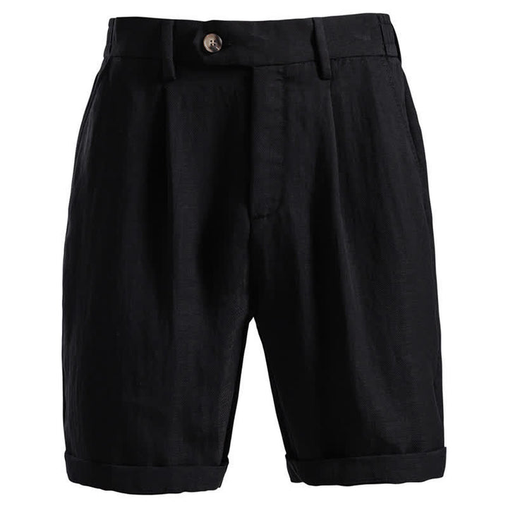 Short bermuda homme style classique décontracté d'été avec fermeture éclair et boutons, couleur unie, orné de Buddha Stones et de poches - Noir - US/UK/AU42, EU52 (2XL) - image 13
