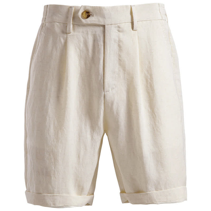 Short bermuda homme style classique décontracté d'été avec fermeture éclair et boutons, couleur unie, orné de Buddha Stones et de poches - Beige - US/UK/AU42, EU52 (2XL) - image 32
