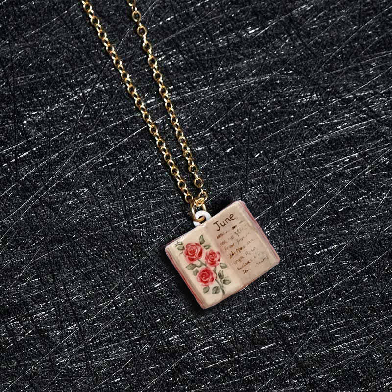 Buddha Stones Collier pendentif en cuivre avec fleur de naissance, motif livre fortifiant et équilibre - image 1