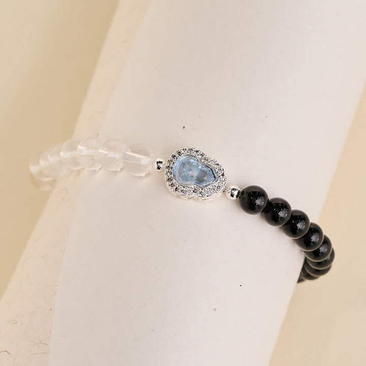 Buddha Stones Bracelet de clarté en calebasse de quartz clair et d'obsidienne noire - image 13