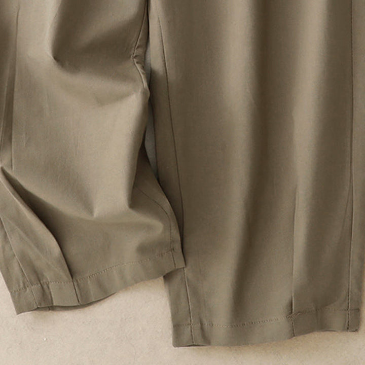 Buddha Stones Pantalon sarouel court uni à boutons décoratifs, style printemps-été décontracté, avec poches. - image 14