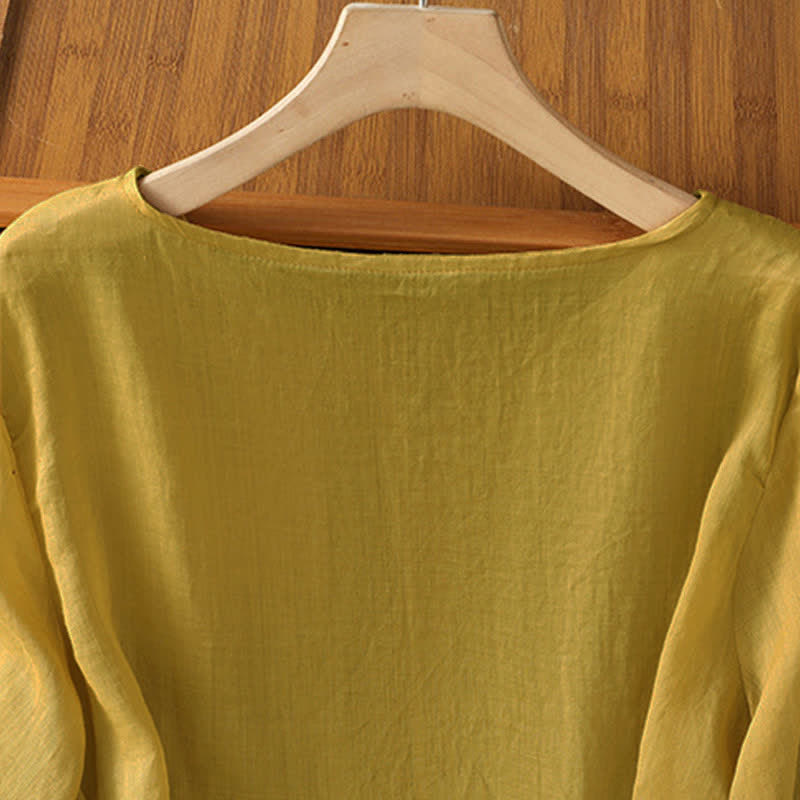 Buddha Stones T-shirts à manches courtes pour femmes, style bohème décontracté, broderie géométrique - image 16