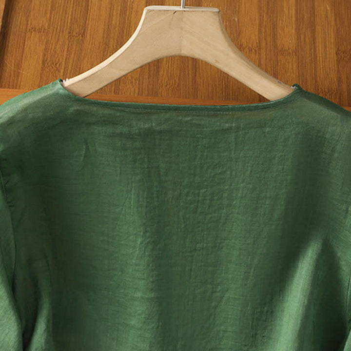 Buddha Stones T-shirts à manches courtes pour femmes, style bohème décontracté, broderie géométrique - image 9