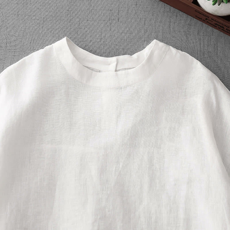 Buddha Stones T-shirts d'été minimalistes et décontractés pour femmes, à manches courtes, boutonnés au dos et poches avant. - image 24