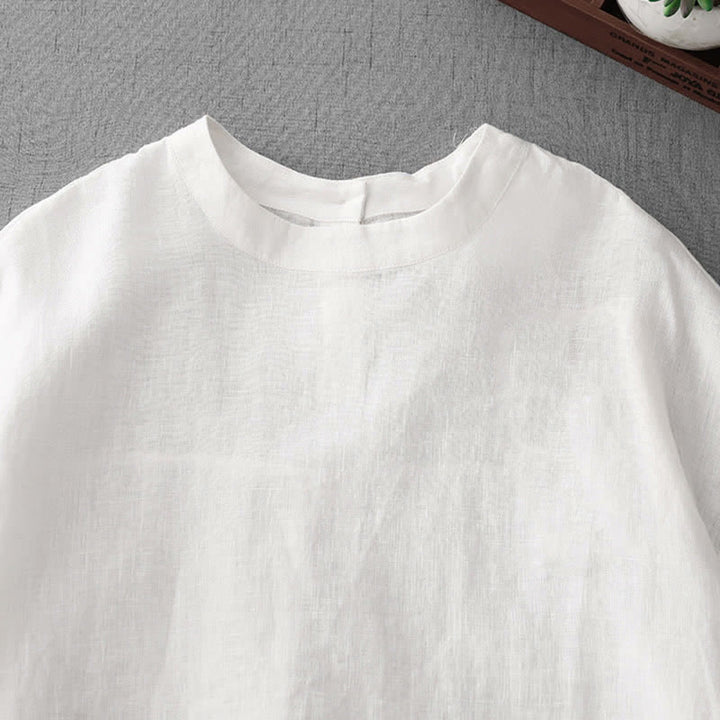 Buddha Stones T-shirts d'été minimalistes et décontractés pour femmes, à manches courtes, boutonnés au dos et poches avant. - image 24