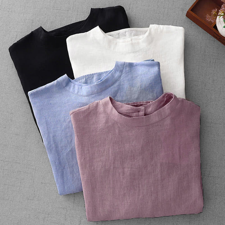 Buddha Stones T-shirts d'été minimalistes et décontractés pour femmes, à manches courtes, boutonnés au dos et poches avant. - image 31