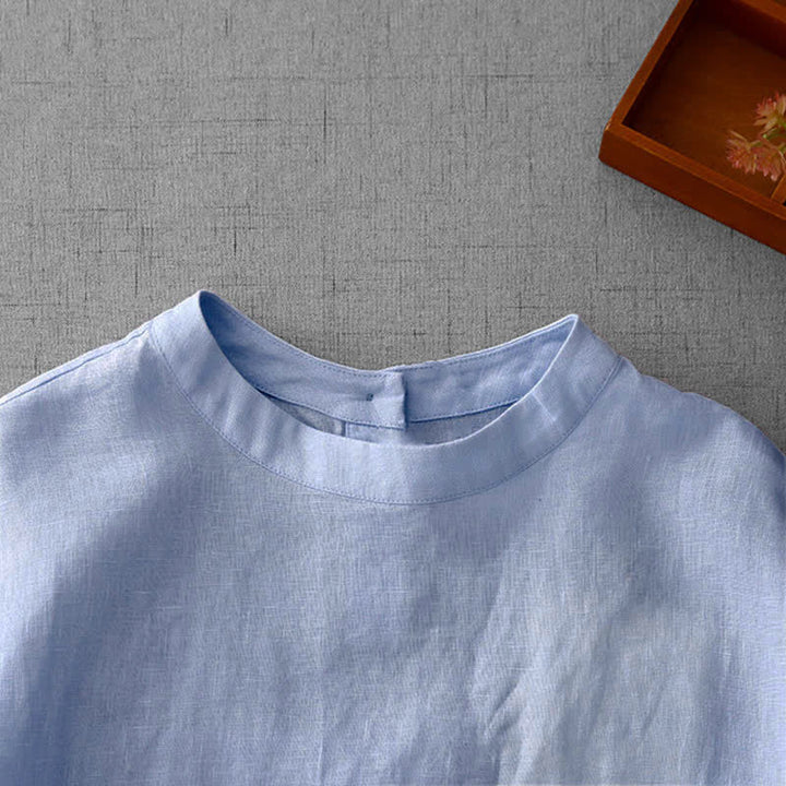 Buddha Stones T-shirts d'été minimalistes et décontractés pour femmes, à manches courtes, boutonnés au dos et poches avant. - image 11