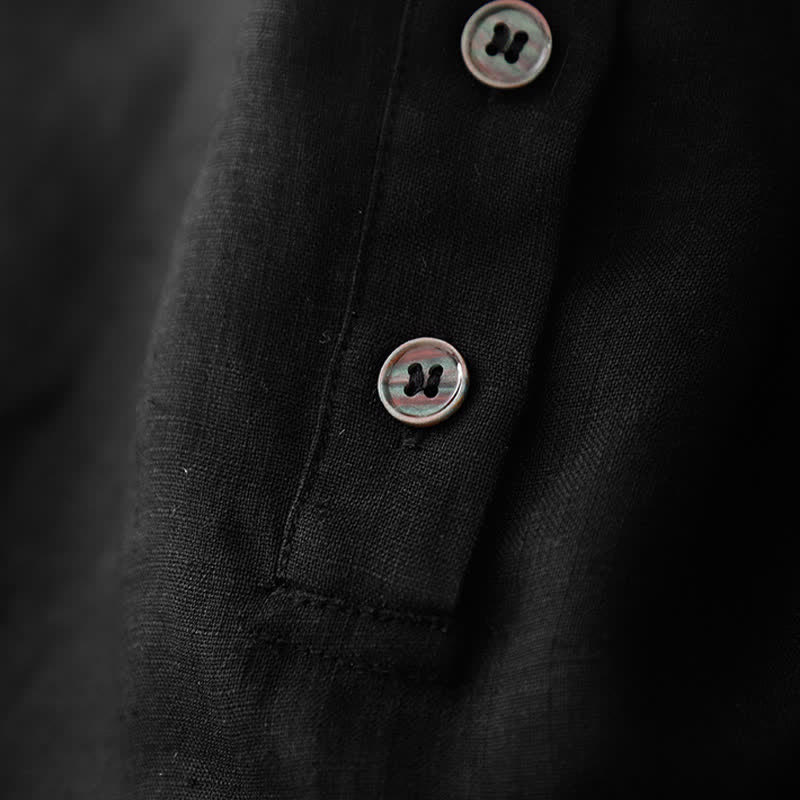 Buddha Stones T-shirts d'été minimalistes et décontractés pour femmes, à manches courtes, boutonnés au dos et poches avant. - image 19