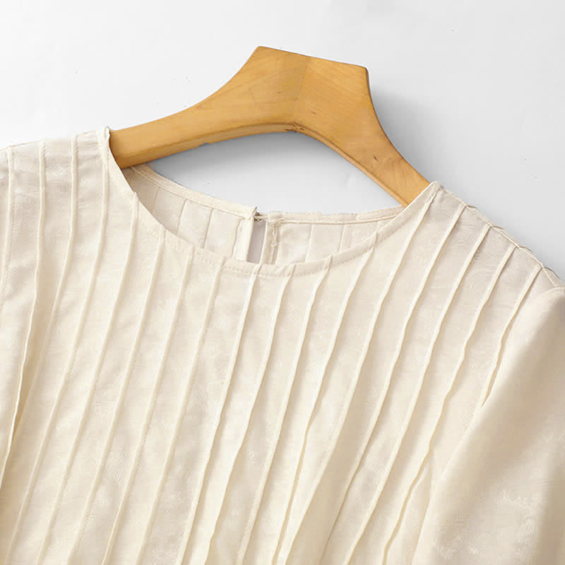 Buddha Stones T-shirts d'été élégants à manches courtes plissés pour femmes - image 12