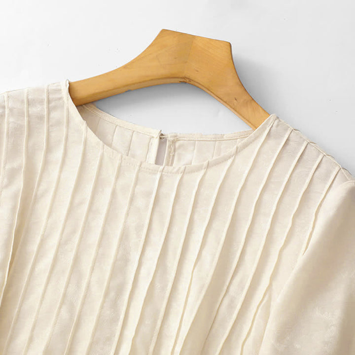 Buddha Stones T-shirts d'été élégants à manches courtes plissés pour femmes - image 12