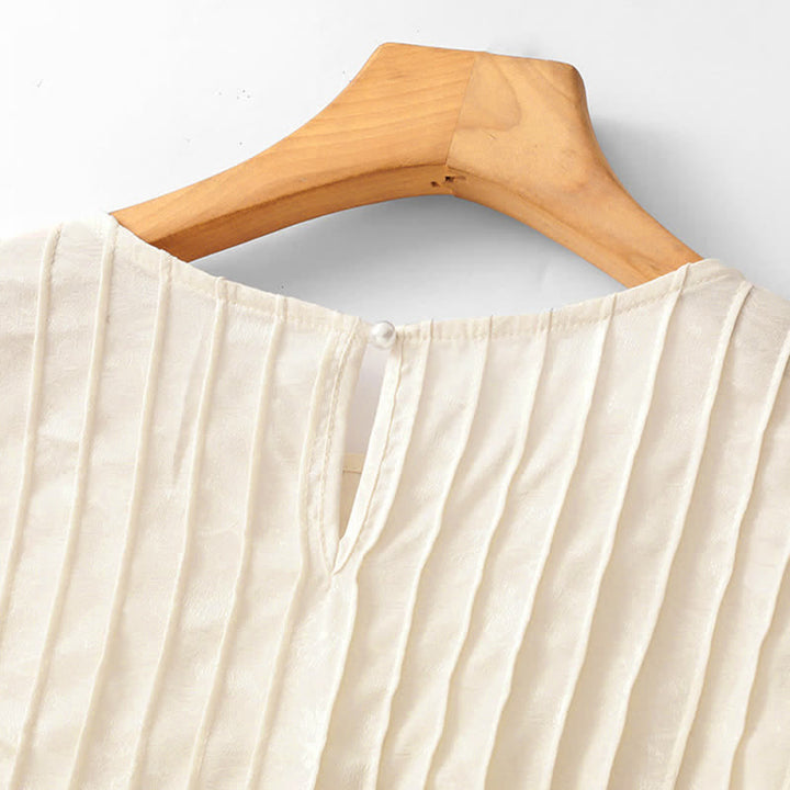 Buddha Stones T-shirts d'été élégants à manches courtes plissés pour femmes - image 13