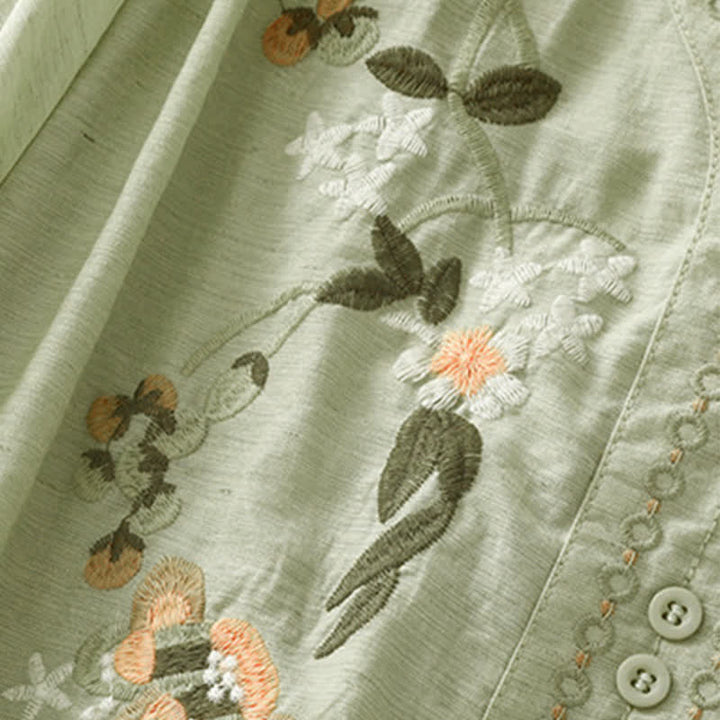 Buddha Stones Chemise à manches courtes pour femme, style bohème d'été, brodée de fleurs - image 2