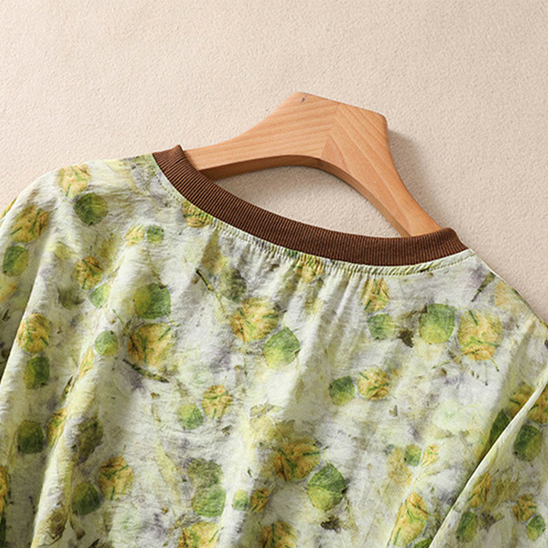Buddha Stones T-shirts à manches courtes pour femmes, col rond, imprimé floral, style vintage été - image 11