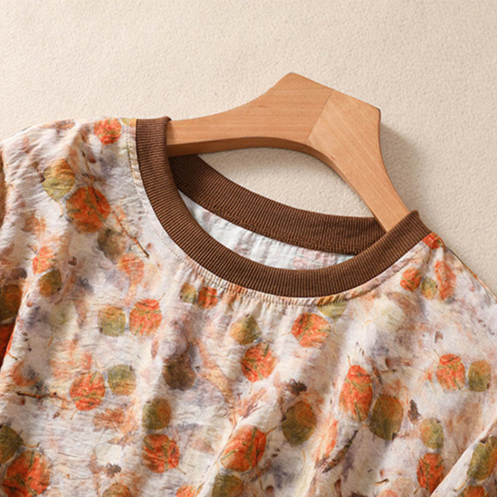 Buddha Stones T-shirts à manches courtes pour femmes, col rond, imprimé floral, style vintage été - image 16