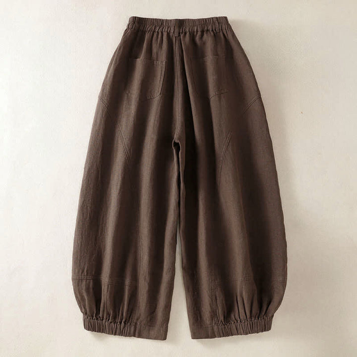 Buddha Stones Pantalon harem court uni décontracté d'été pour femme, taille élastique, avec poches - image 10