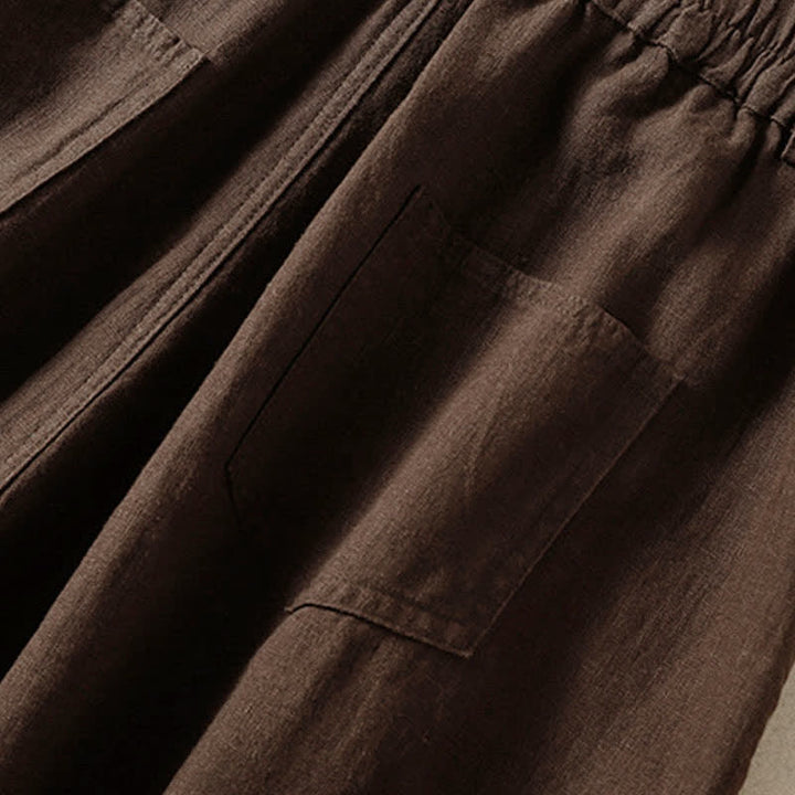 Buddha Stones Pantalon harem court uni décontracté d'été pour femme, taille élastique, avec poches - image 13