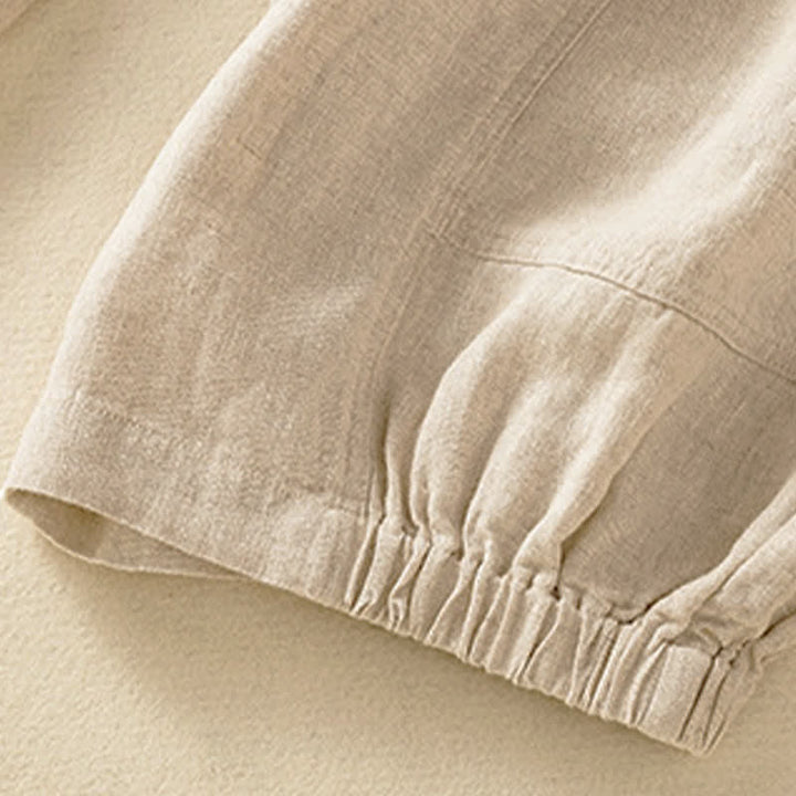 Buddha Stones Pantalon harem court uni décontracté d'été pour femme, taille élastique, avec poches - image 6