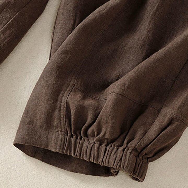 Buddha Stones Pantalon harem court uni décontracté d'été pour femme, taille élastique, avec poches - image 15