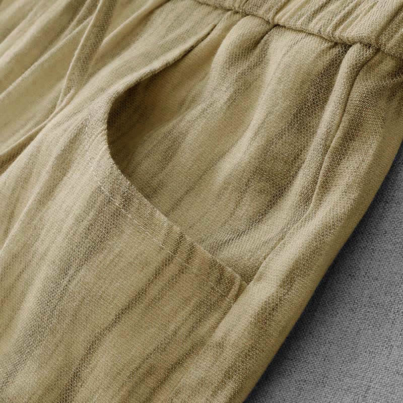 Buddha Stones Pantalon d'été décontracté à rayures avec cordon de serrage et taille élastique pour femme, jambes droites et poches - image 9