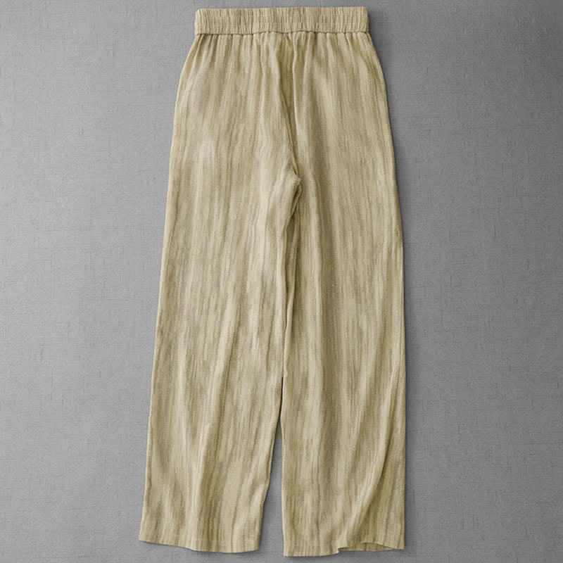 Buddha Stones Pantalon d'été décontracté à rayures avec cordon de serrage et taille élastique pour femme, jambes droites et poches - image 6
