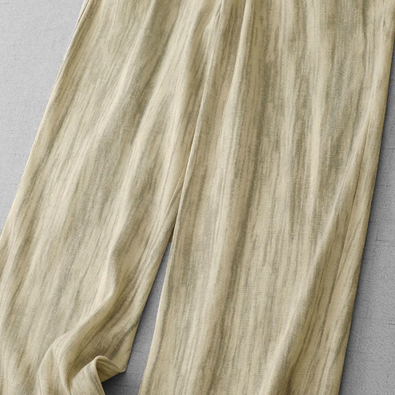Buddha Stones Pantalon d'été décontracté à rayures avec cordon de serrage et taille élastique pour femme, jambes droites et poches - image 10