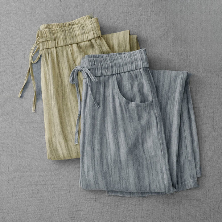 Buddha Stones Pantalon d'été décontracté à rayures avec cordon de serrage et taille élastique pour femme, jambes droites et poches - image 15