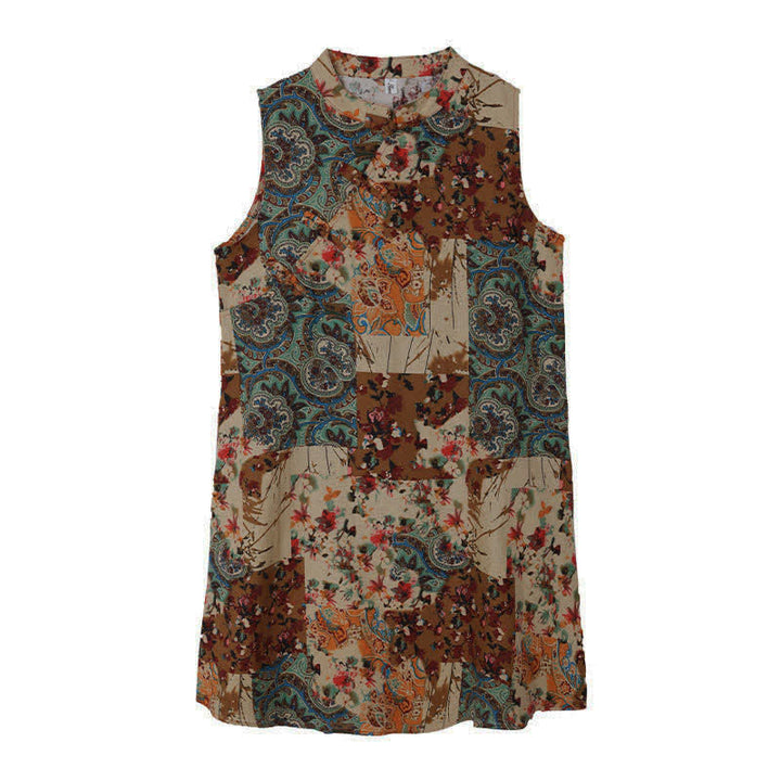 Buddha Stones Robe d'été sans manches à motif cachemire et fleurs pour femme, avec poches - image 12