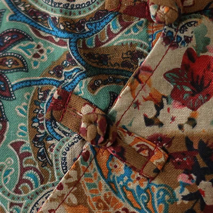 Buddha Stones Robe d'été sans manches à motif cachemire et fleurs pour femme, avec poches - image 9