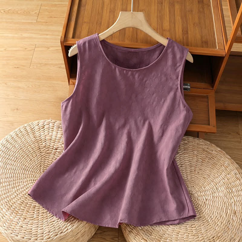 Buddha Stones Débardeur d'été décontracté pour femme avec fente latérale et motif floral - Rouge violet pâle - US8-10，UK/AU12-14，EU40-42 (2XL) - image 7