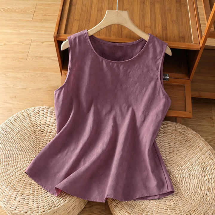 Buddha Stones Débardeur d'été décontracté pour femme avec fente latérale et motif floral - Rouge violet pâle - US8-10，UK/AU12-14，EU40-42 (2XL) - image 7