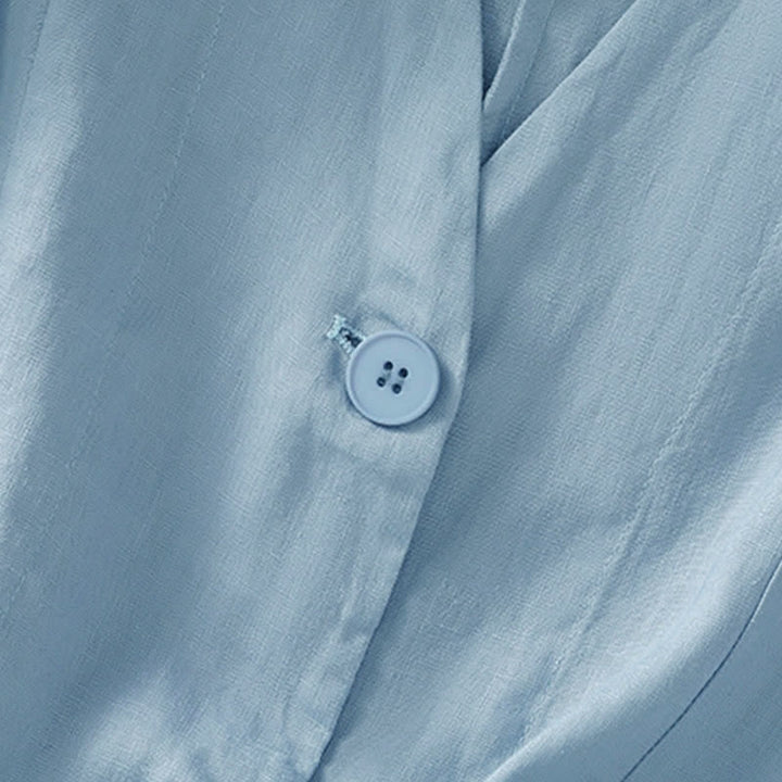 Buddha Stones Chemises d'été décontractées à manches courtes pour femmes, col en V, boutonnées, unies et avec poches - image 14